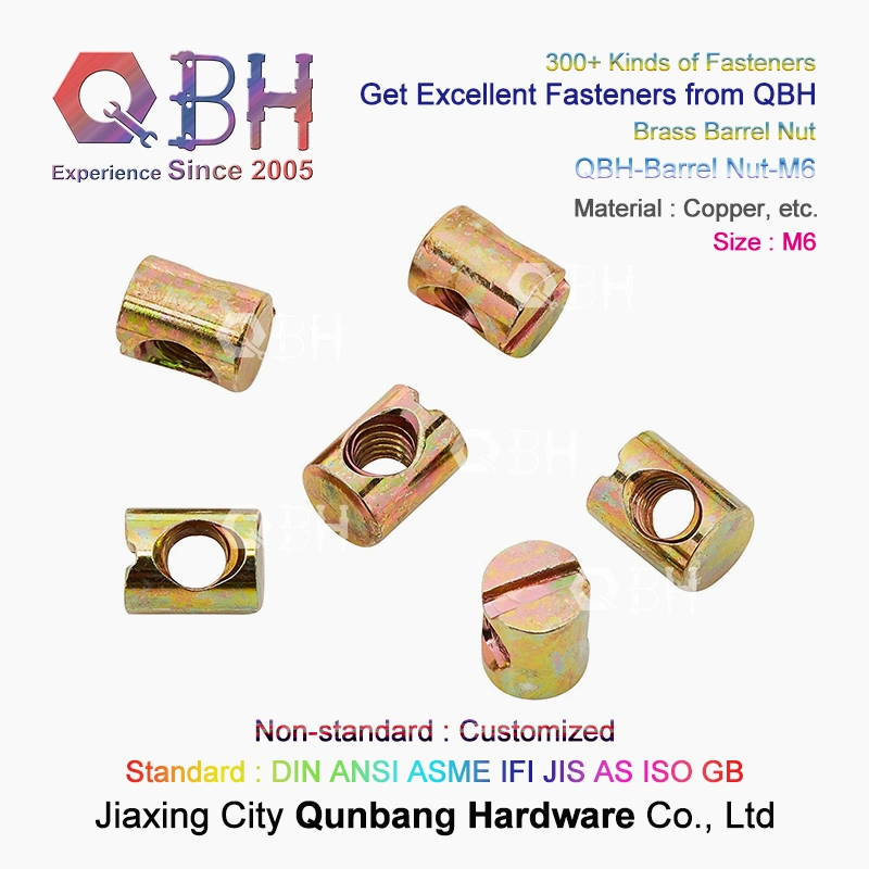 Qbh Standard Customized Inner Female Thread Hole Long Short Barrel Sleeve Nut Furniture Fastener